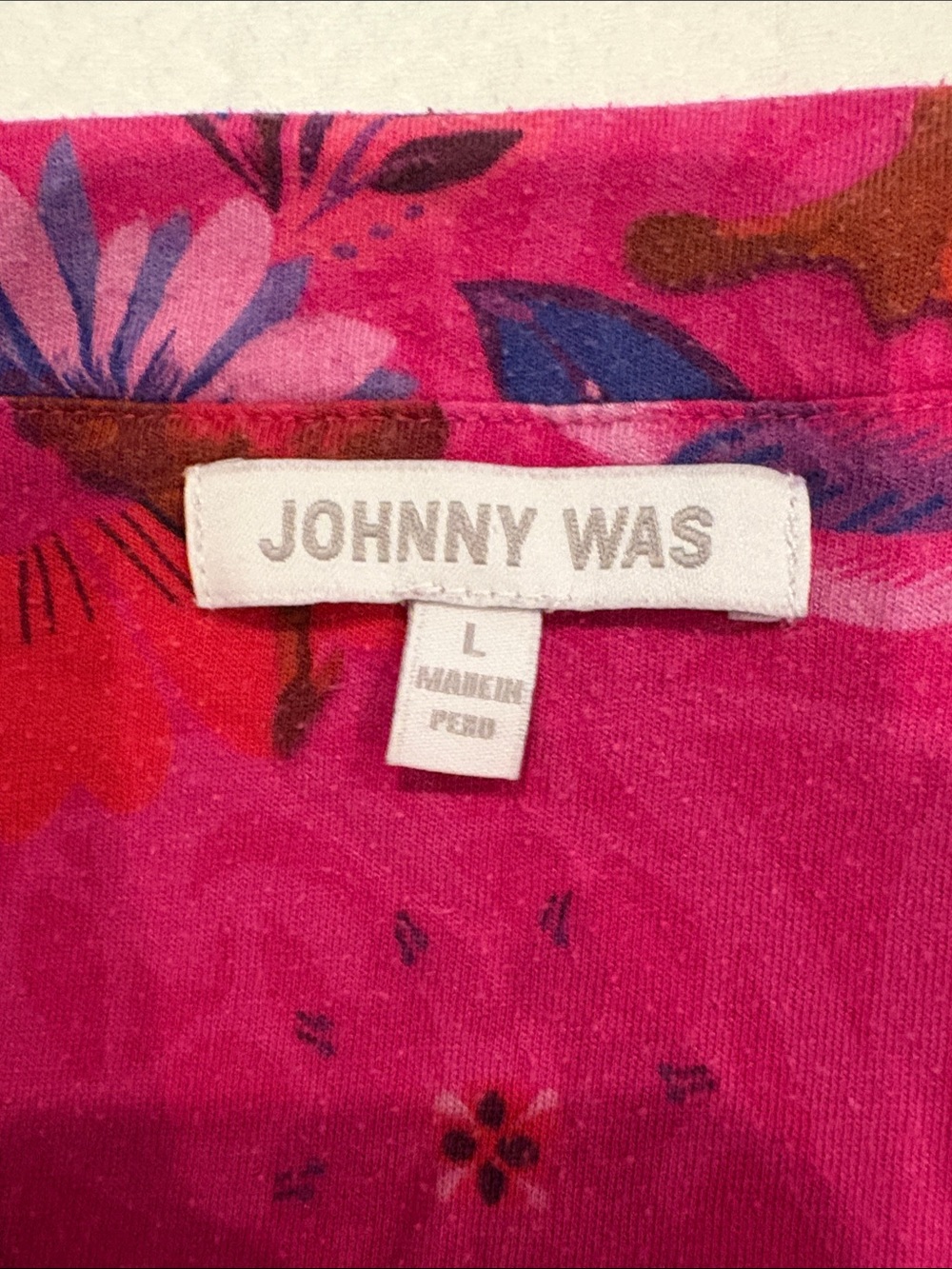 Johnny Was Hot Pink Butterfly & Floral Pajama Set Cotton blend L Long sleeves - Picture 2 of 3